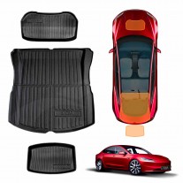 Tesla Model 3 Highland 2023-Onwards All-Weather Rear Front Toolbox Well Trunk Cargo Mats Interior Boot Liners Set Cover Luggage Tray