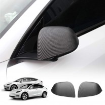 Rear View Mirror Trim Cover for Tesla Model Y 2021-2025 Exterior Accessories Side Mirror Cap Carbon Fiber Style 
