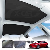 Tesla Model 3 Highland Glass Roof Sunroof Mesh 2023-Onwards Sun Blind Shade Sunshade with UV Heat Insulation Film (Black)