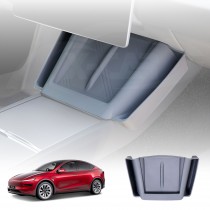 Grey Silicone Anti-Slip Mat with Side Storage For Tesla Model Y Juniper 2025-Onwards Center Console Wireless Charger Protective Pad