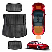 Tesla Model 3 Highland 2023-Onwards All-Weather Rear Front Toolbox Well Trunk Cargo Mats Interior Boot Liners Set Cover Luggage Tray