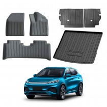 3D Floor Mats Boot Liner Set for BYD Atto 3 Atto3 2022-Onwards All Weather Heavy Duty Cargo Kick Mats Back Seat Protector Cover