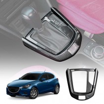 Carbon Fiber Style Center Console Gear Shift Cover Frame Trim Protector for Mazda 2 DJ DL Auto 2014-Onwards