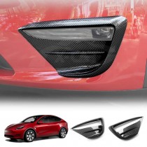 Tesla Model Y 2022-2025 Front Fog Light Cover Eyebrow Blade Trim Frame Glossy Carbon Fiber Style