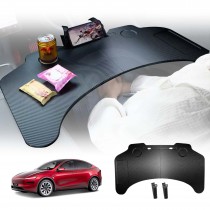 Foldable Table Tray for Tesla Model Y Juniper 2025-Onwards Carbon Fibre Style Workstation Desk Interior Accessories