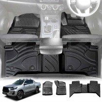 3D Floor Mats for Toyota Hilux Dual Cab Auto 2016-2025 Heavy Duty All Weather Car Mats Carpet Liner Set