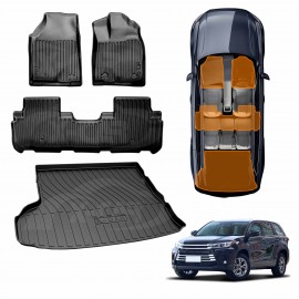 Front Rear Floor Mats Boot Liner for Toyota Kluger 2014-2021 All Weather Heavy Duty Cargo Car Trunk Luggage Tray