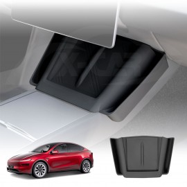 Black Silicone Anti-Slip Mat with Side Storage For Tesla Model Y Juniper 2025-Onwards Center Console Wireless Charger Protective Pad