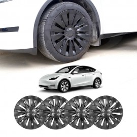 Tesla Model Y 2022-2025 Wheel Protector Cover Hub Caps 19 Inch Rim TURBINE-H Matt Black Exterior Accessories (Set of 4)