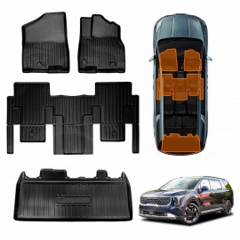3D Front Rear Floor Mats Boot Liner Set for Kia Carnival KA4 Series 2020-Onwards All Weather Heavy Duty Cargo Car Trunk Luggage Tray
