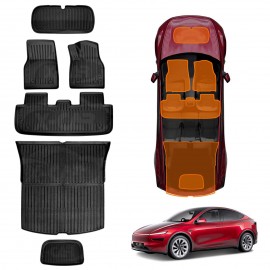 Floor Mats Boot Liners Set for Tesla Model Y Juniper 2025-Onwards All Weather Front Toolbox Cargo Car Trunk Cover Luggage Tray