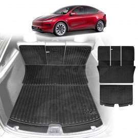 2-In-1 Boot Liners for Tesla Model Y Juniper 2025-Onwards All Weather Heavy Duty Back Seat Cargo Mats Car Trunk Luggage Tray Accessories