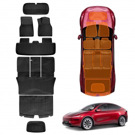 2-In-1 Boot Liners Floor Mats Set for Tesla Model Y Juniper 2025-Onwards All Weather Front Toolbox Cargo Car Trunk Interior Cover