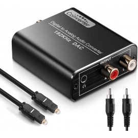 Digital to Analog Audio Converter, SPDIF Optical to L/R RCA, Toslink Optical to 3.5mm Jack Adapter for PS3 HD DVD PS4 Amp Apple TV Home Theatre