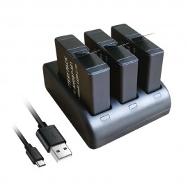 Replacement 3 Battery and USB Triple Charger for GoPro Hero 8 Camera
