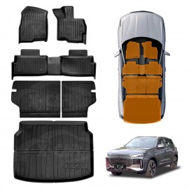 3D Floor Mats Boot Liner Set for Chery Tiggo 4 Pro 2024-Onwards All Weather Heavy Duty Cargo Kick Mats Back Seat Protector Cover