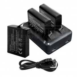 Replacement 3 Battery and USB Dual Charger for GoPro Hero 4 Camera