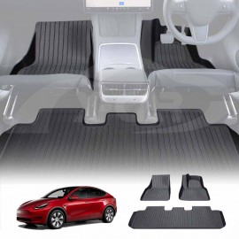 3D Heavy Duty All Weather Car Mat Floor Liner Complete Set Front Rear 2 Row Seat for Tesla Model Y 2022-2025