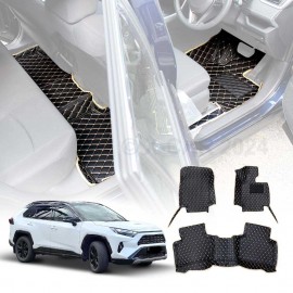 Premium Custom Made PU Leather Car Floor Mat Carpet Liner Complete Set for Toyota Rav4 Rav 4 2019-2025