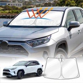 WindScreen Sun Shade for Toyota RAV4 2019-2024 Blocks UV Rays Foldable Custom Wind Screen Sun Visor Protector