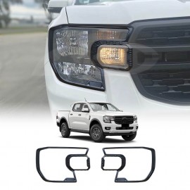 Headlight Trim for Ford Ranger Next-Gen XLS/XL 2022-2025 Matt Black Front Lamp Head Light Frame Cover Guard