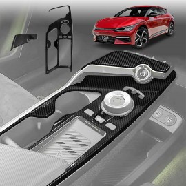 Gear Shift Frame Trim for Kia EV6 2021-Onwards Carbon Fiber Style Center Console Cover Protector Interior Accessories