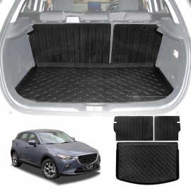 Boot Liner Set for Mazda CX-3 CX3 2015-Onwards All Weather Heavy Duty Car Trunk Back Seat Protector Cargo Kick Mats