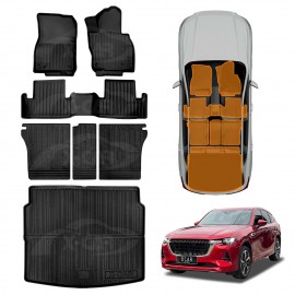 3D Floor Mats Boot Liner Set for Mazda CX-60 CX60 2023-Onwards All Weather Heavy Duty Cargo Kick Mats Back Seat Protector Cover
