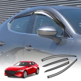 Premium Weathershields for Mazda 3 Hatch 2019-Onwards Car Weather Shields Wind Deflectors Window Sun Visor 4-Piece Set