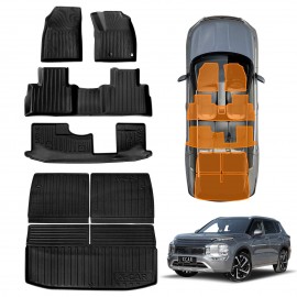 Boot Liners Floor Mats for Mitsubishi Outlander ZM 7 Seater 2021-Onwards All Weather Heavy Duty 3 Pcs Version Cargo Car Trunk Luggage Tray