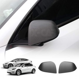 Rear View Mirror Trim Cover for Tesla Model Y 2021-2025 Exterior Accessories Side Mirror Cap Carbon Fiber Style 