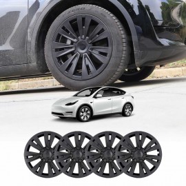 Tesla Model Y 2022-2025 Wheel Protector Cover Hub Caps 19 Inch Rim Hubcap X Plaid Matt Black Exterior Accessories (Set of 4)