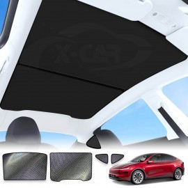 Glass Roof Sunroof Mesh for Tesla Model Y Juniper 2025-Onwards Sun Blind Shade Sunshade with UV Heat Insulation Film (Black)