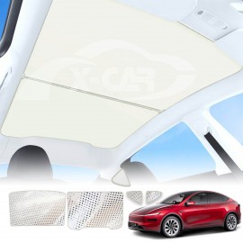 Glass Roof Sunroof Mesh for Tesla Model Y Juniper 2025-Onwards Sun Blind Shade Sunshade with UV Heat Insulation Film (White)