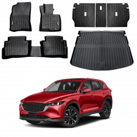 Floor Mats Boot Liner Set for Mazda CX5 CX-5 2022-2025 All Weather Heavy Duty Cargo Kick Mats Back Seat Protector Cover