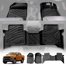 3D Floor Mats for Ford Ranger PX PX2 PX3 Dual Double Cab 2011-2022 Heavy Duty All Weather Car Mats Carpet Liner Set Car Accessories