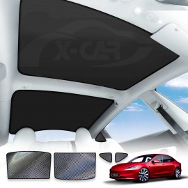Tesla Model 3 Highland Glass Roof Sunroof Mesh 2023-Onwards Sun Blind Shade Sunshade with UV Heat Insulation Film (Black)