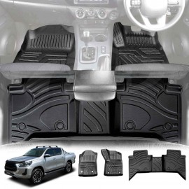 3D Floor Mats for Toyota Hilux Dual Cab Auto 2016-2025 Heavy Duty All Weather Car Mats Carpet Liner Set