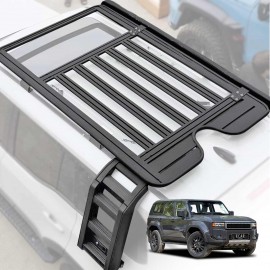 Roof Rack Rear Ladder LED Awning for Toyota Prado 250 Series GX/GXL 2024-2025 Multi-Functional Expansion Platform Aluminum Alloy