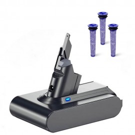 Replacement Battery and 3x Washable Pre Filter for Dyson V7 SV11 225403 229687 Animal Absolute Handheld Cordless Vacuum 968670-03 968670-02