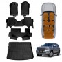 3D Floor Mats Boot Liner Set for Ford Everest 2022-Onwards All Weather Heavy Duty TPE Cargo Kick Mats Back Seat Protector Cover
