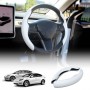 Tesla Model 3 2017-2023 and Model Y 2021-2025 Custom-Fit Steering Wheel Cover Carbon Fiber Pattern White