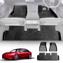 Tesla Model 3 Highland 2023-Onwards Heavy Duty 3D All Weather Car Mats Floor Liners Complete Set