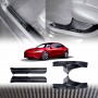 Tesla Model 3 Highland 2023-Onwards Carbon Fiber Style Front Rear Door Sill Plate Protector Car Threshold Scuff Trim Covers Guards Accessories