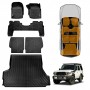 Floor Mats Boot Liner Set for Toyota Landcruiser 70/76 Series 2023-Onwards All Weather Heavy Duty Car Trunk Cargo Kick Back Seat Protector Cover